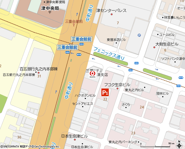 津支店付近の地図